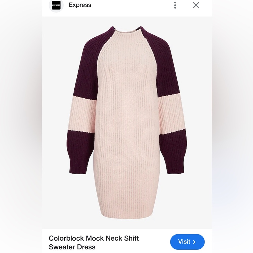 Express Oversized Colorblock Mock Neck Shift Sweater Dress Size: Medium